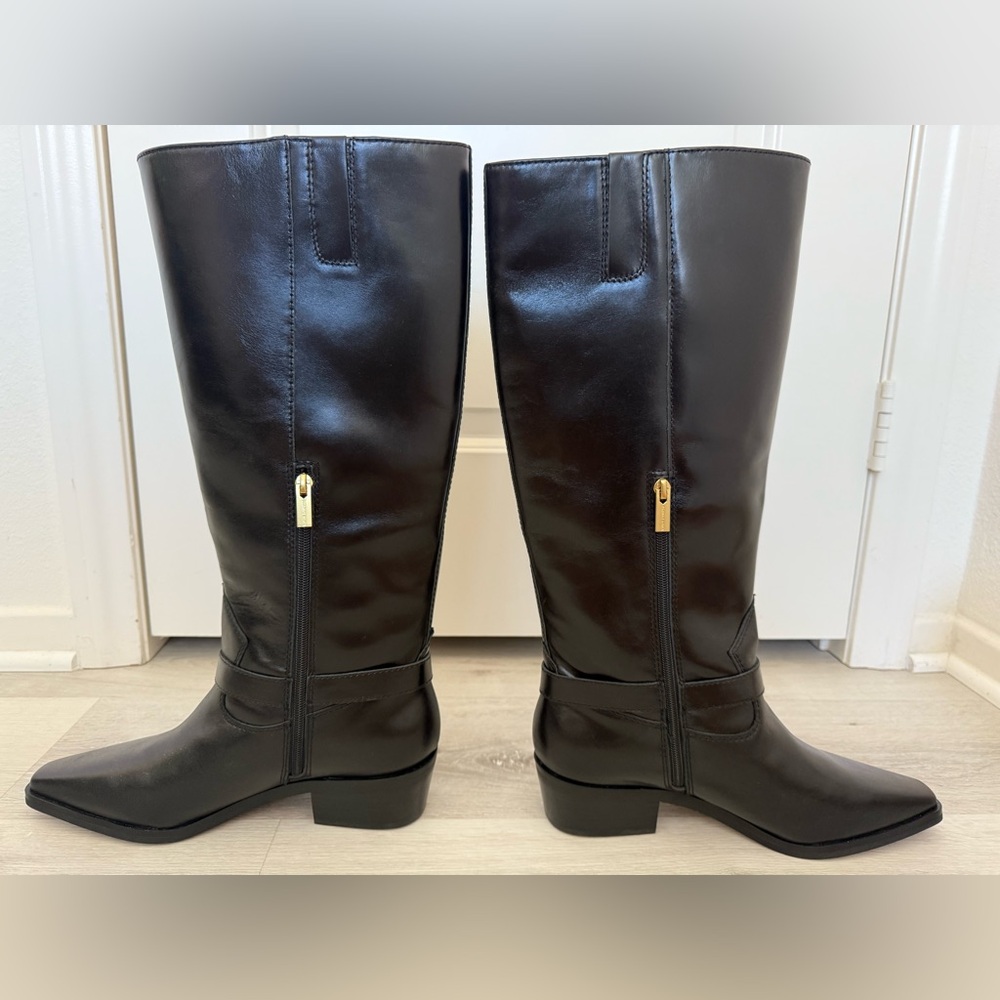 NEW Vince Camuto Melise Black Leather Knee-High Boots Riding Equestrian Style 11 - Picture 3 of 12